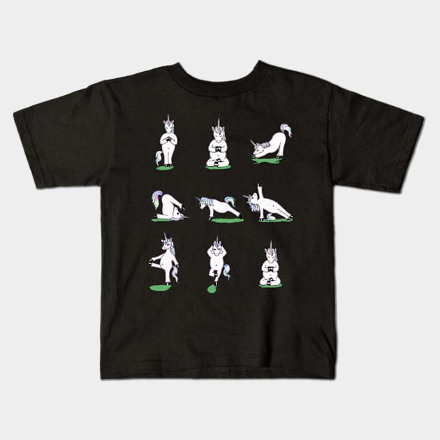 Unicorn Yoga Asana Funny T-shirt- Kids T-Shirt by Nulian Sanchez